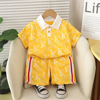 موضة 2025 صيف fashion أكمام قصيرة cotton polo shirt بدلة for أولاد children's صيف clothes