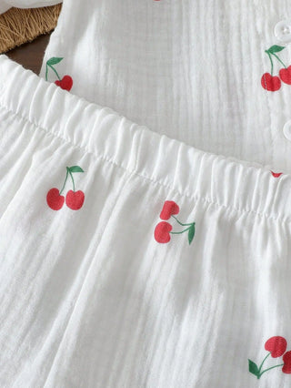 موضة 2025 صيف infant printed collar توب+shorts+hat طقم three piece طقم