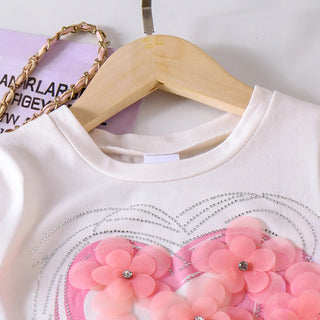 موضة 2025 صيف جديد بنت's طقم - cute أكمام قصيرةd t-shirt and بليسيه جيب طقم for children