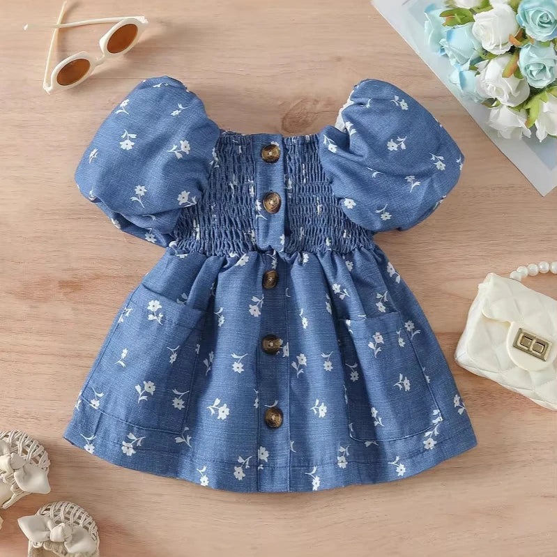 موضة 2025 صيف جديد بنات' floral فستان