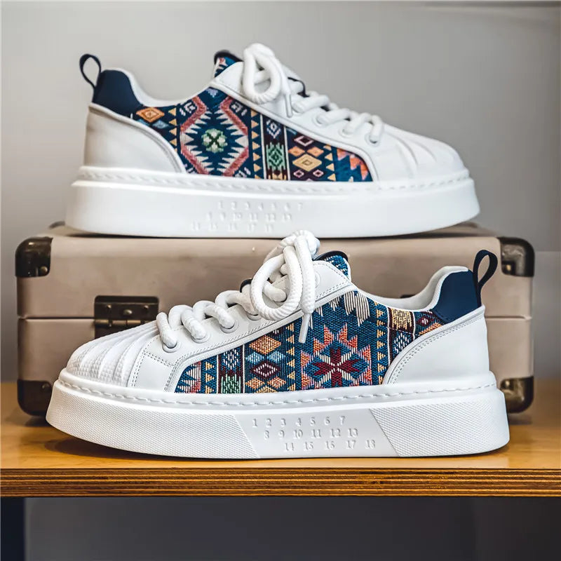 سنيكر رجالي - أبيض – جلد صناعي، تهوية مريحة