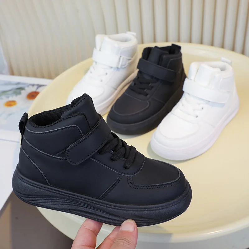 موضة 2025 white high-توب كاجوال shoes for أولاد and بنات non-slip sports design for children in خريف