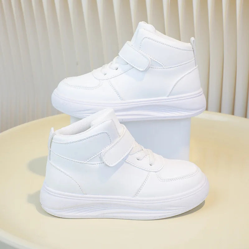موضة 2025 white high-توب كاجوال shoes for أولاد and بنات non-slip sports design for children in خريف