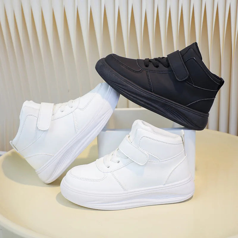 موضة 2025 white high-توب كاجوال shoes for أولاد and بنات non-slip sports design for children in خريف