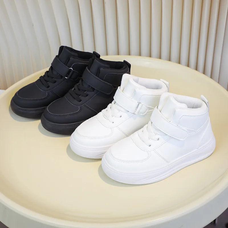 موضة 2025 white high-توب كاجوال shoes for أولاد and بنات non-slip sports design for children in خريف