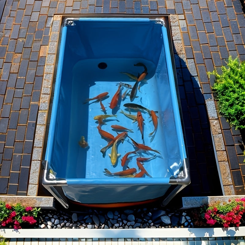 إطار من الفولاذ المقاوم للصدأ مع حوض صيد من القماش، شكل مستطيل، مصنوع من مادة PVC، غير مشحونة، مع حامل وغطاء، للحيوانات المائية