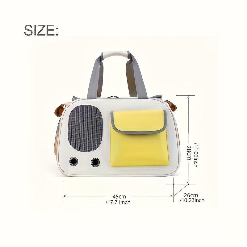 حقيبة حيوانات أليفة محمولة ناعمة من البوليستر القابلة للتنفس مع إغلاق بسحاب - طرق حمل متعددة، حقيبة سفر قابلة للطي للقطط بمتانة محسّنة