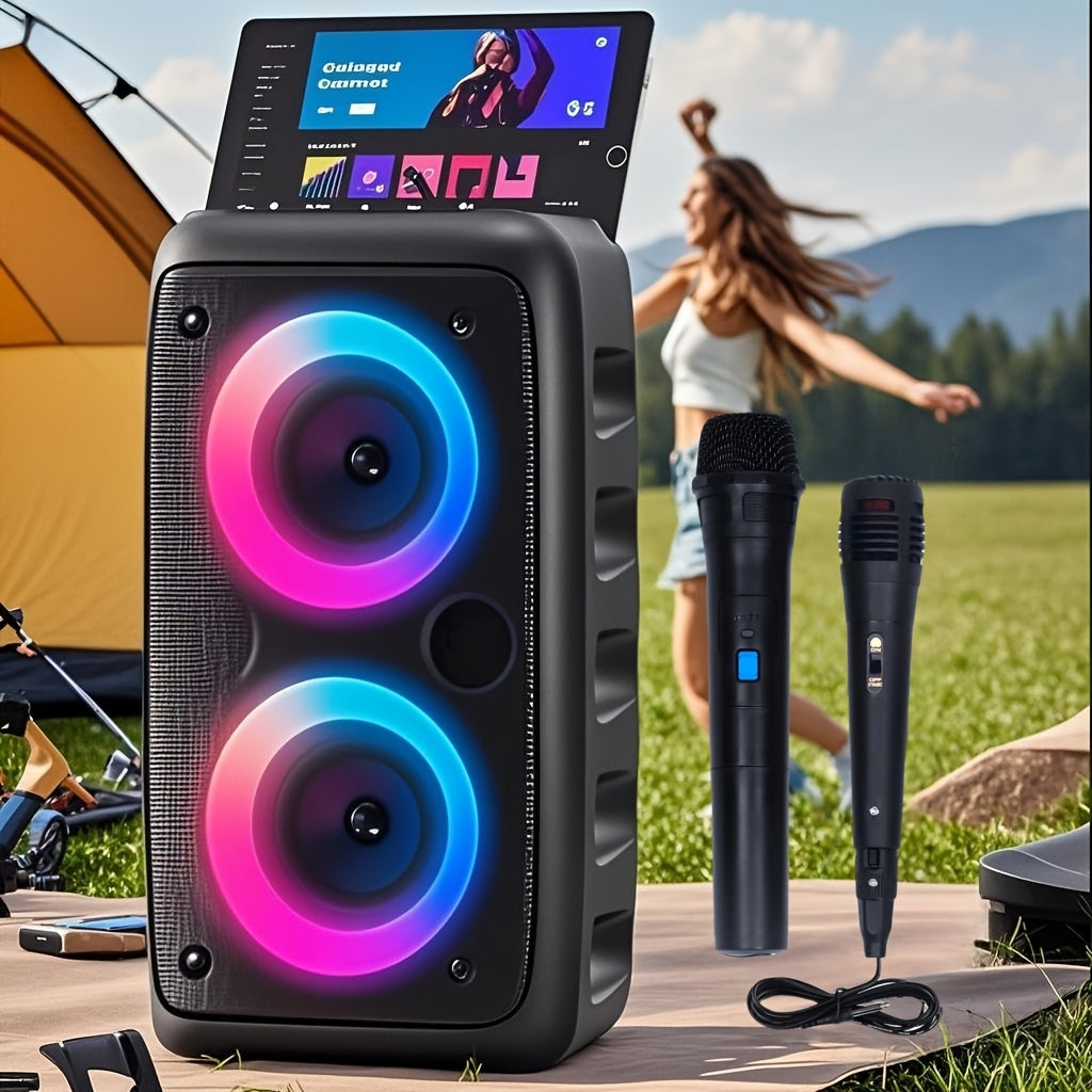 2025 جديد ترقية، هدية عيد الفصح اللامعة الصوتية اللاسلكية، صوت نقي وعميق، مكبر صوت لاسلكي محمول مع 7 أضواء بألوان مختلفة، راديو FM، مشغل MP3، صندوق صوت ستيريو للحفلات الخارجية المنزلية، هدية عيد ميلاد، التخييم، HY-3317