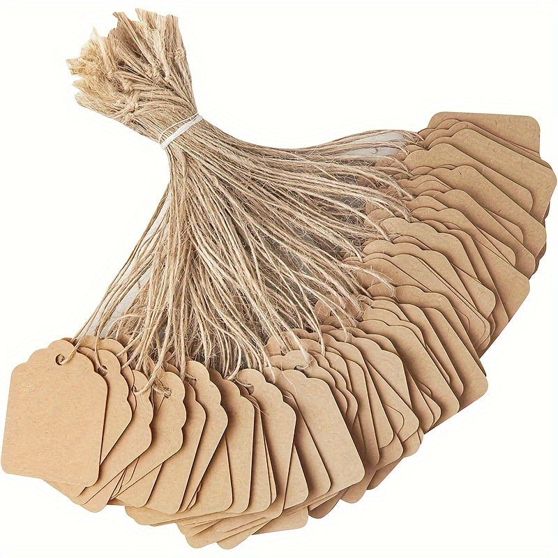 500 قطعة من العلامات المعلقة من ورق الكرافت مع أوتاد - علامات سعر فارغة للتسمية، علامات عرض قابلة للكتابة للمنتجات، المجوهرات، الملابس - علامات تمييز سميكة عالية الجودة