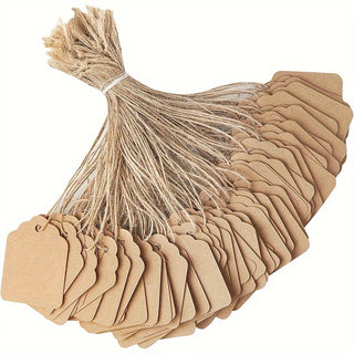 500 قطعة من العلامات المعلقة من ورق الكرافت مع أوتاد - علامات سعر فارغة للتسمية، علامات عرض قابلة للكتابة للمنتجات، المجوهرات، الملابس - علامات تمييز سميكة عالية الجودة