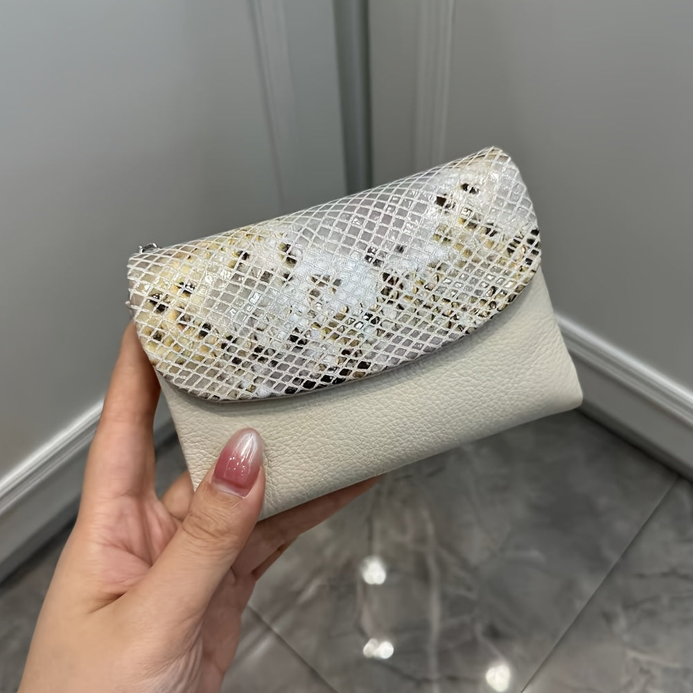 محفظة ثلاثية الطي من يو بيوتي للنساء - نمط ثعبان البايثون، جلد بقري أصلي مع إغلاق مغناطيسي، تصميم متعدد الأقسام (6 فتحات لبطاقات، جيب بسحاب، حامل نقود) - خيارات لونية متعددة (9 ألوان)، منظّم بطاقات ونقود | نسيج ناعم