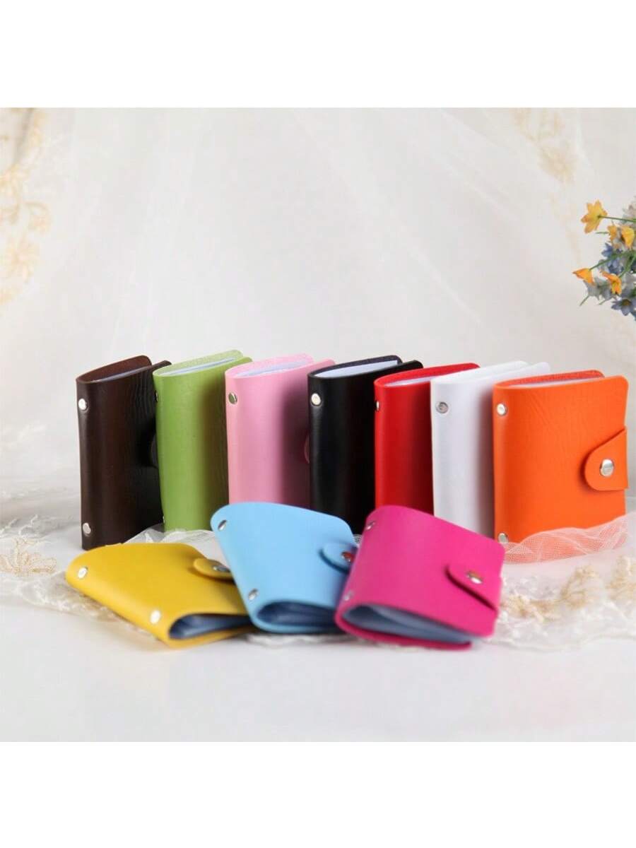 حقيبة حامل البطاقات 24 فتحة، جراب لون عادي بسيط، منظم بطاقات الائتمان والهوية لكل من الرجال والنساء، حامل بطاقات جلدي، ضروريات السفر للنساء، محفظة صغيرة، محفظة مصغرة، محفظة، محفظة بطاقات