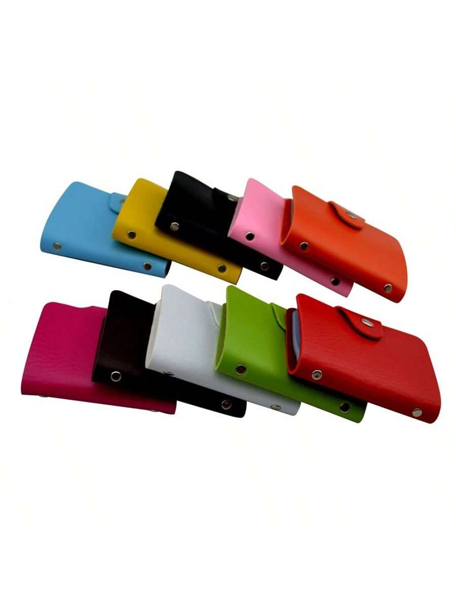 حقيبة حامل البطاقات 24 فتحة، جراب لون عادي بسيط، منظم بطاقات الائتمان والهوية لكل من الرجال والنساء، حامل بطاقات جلدي، ضروريات السفر للنساء، محفظة صغيرة، محفظة مصغرة، محفظة، محفظة بطاقات