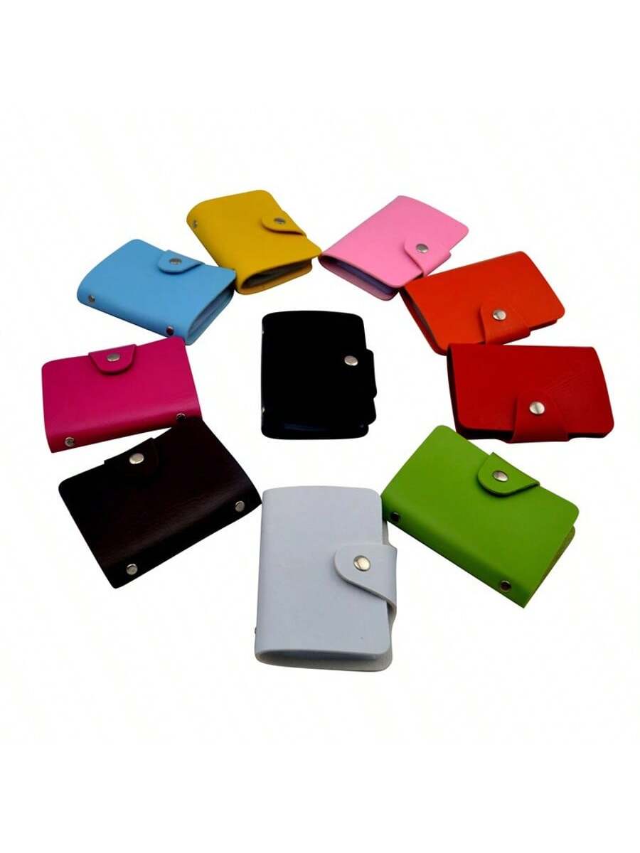 حقيبة حامل البطاقات 24 فتحة، جراب لون عادي بسيط، منظم بطاقات الائتمان والهوية لكل من الرجال والنساء، حامل بطاقات جلدي، ضروريات السفر للنساء، محفظة صغيرة، محفظة مصغرة، محفظة، محفظة بطاقات