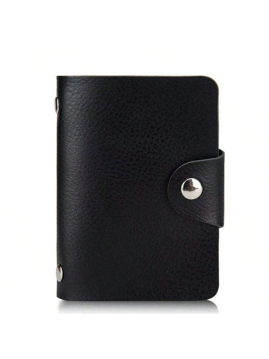 حقيبة حامل البطاقات 24 فتحة، جراب لون عادي بسيط، منظم بطاقات الائتمان والهوية لكل من الرجال والنساء، حامل بطاقات جلدي، ضروريات السفر للنساء، محفظة صغيرة، محفظة مصغرة، محفظة، محفظة بطاقات