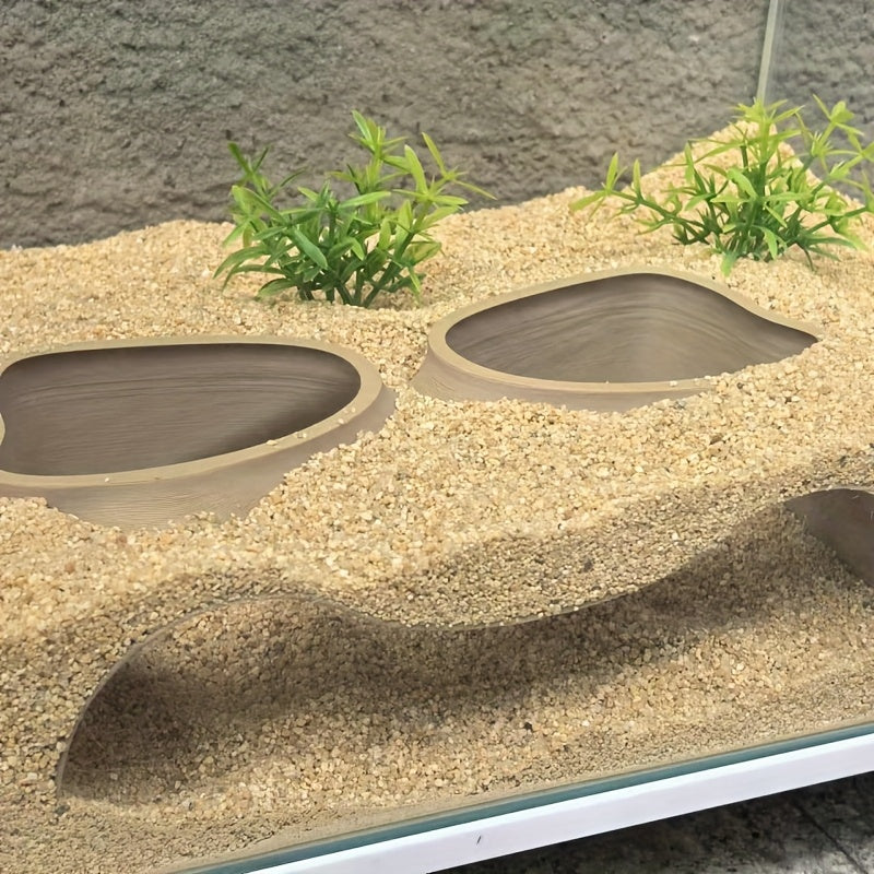 كهف صخري طبيعي الشكل للاختباء للزواحف - موطن مثالي للجيكو النمر والبرمائيات، بلاستيك متين، مأوى آمن للحيوانات المائية، مأوى للحيوانات المائية|تصميم كهف طبيعي|سطح مزخرف، إكسسوارات للجيكو النمر