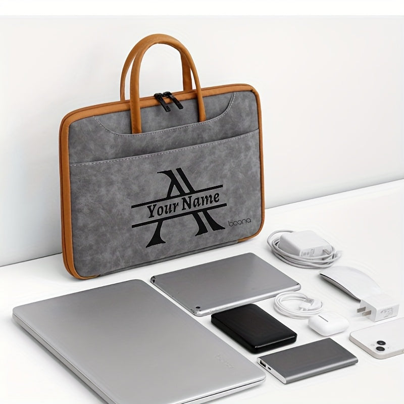 حقيبة كمبيوتر محمول جلد صناعي مخصصة، 33.02/33.78/35.56/39.12 سم - تصميم متين وعصري مع نقش "اسمك"، مثالية للعمل والمدرسة، هدية مثالية لعيد الحب، أعياد الميلاد، التخرج، هدية التخرج | حقيبة كمبيوتر محمول أنيقة | مقبض متين، حقيبة كمبيوتر محمول