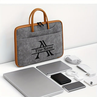 حقيبة كمبيوتر محمول جلد صناعي مخصصة، 33.02/33.78/35.56/39.12 سم - تصميم متين وعصري مع نقش "اسمك"، مثالية للعمل والمدرسة، هدية مثالية لعيد الحب، أعياد الميلاد، التخرج، هدية التخرج | حقيبة كمبيوتر محمول أنيقة | مقبض متين، حقيبة كمبيوتر محمول