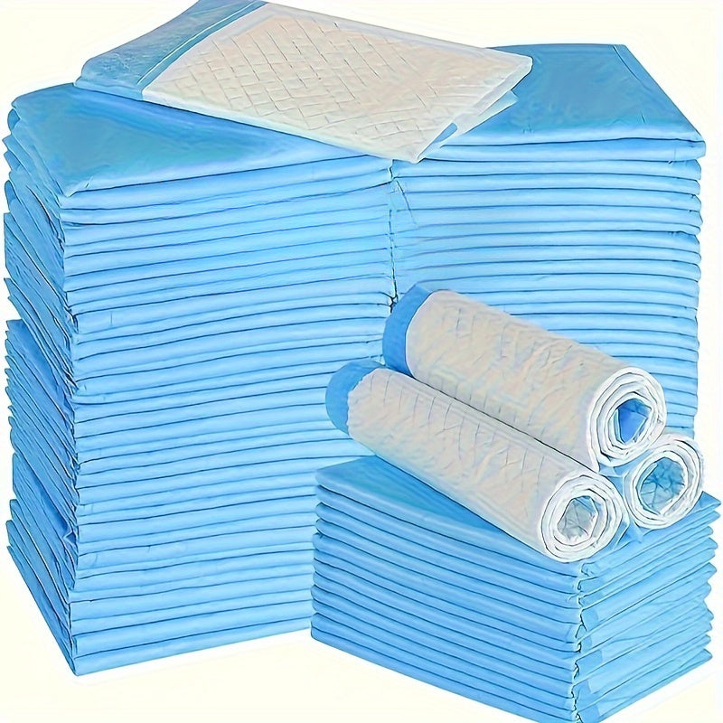 100 قطعة من فوط تدريب الكلاب فائقة الامتصاص، بتصميم مقاوم للتسرب وطبقة سميكة من الفحم للتحكم في الروائح، فوط حيوانات أليفة زرقاء للاستخدام الداخلي