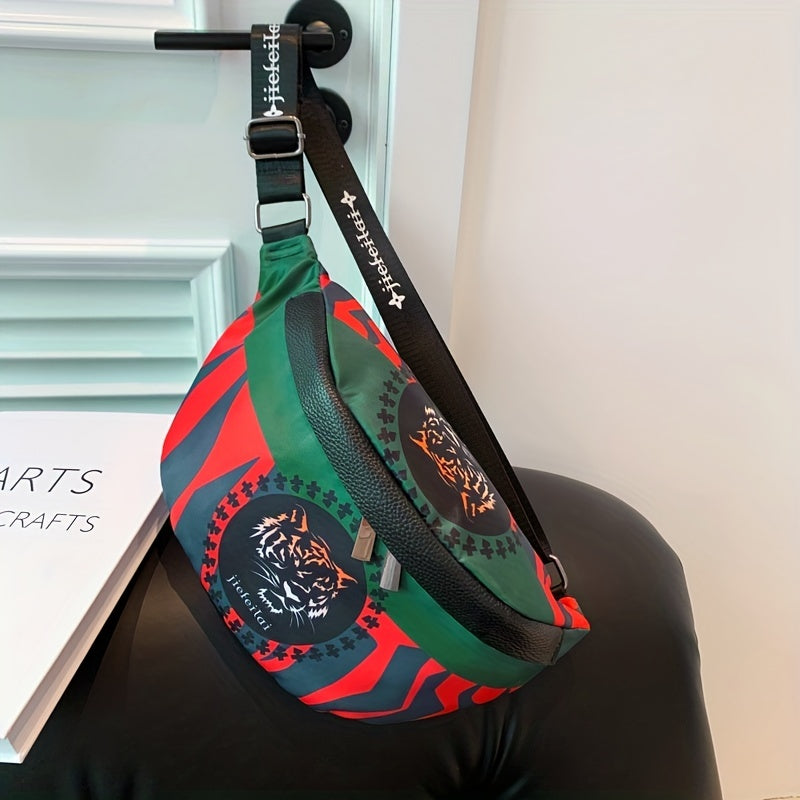 حقيبة خصر نايلون عصرية وعملية مطبوعة / حقيبة صدر متعددة الاستخدامات للرجال والنساء / حافظة هاتف محمول ومحفظة وبطاقات