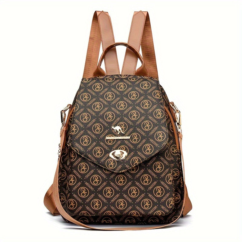 حقيبة ظهر نسائية من البولي فينيل كلوريد بنمط أرجايل وإغلاق بزر مضاد للسرقة، حزام قابل للتعديل، منشأ إنتاج بايجو، خيارات حمل متعددة