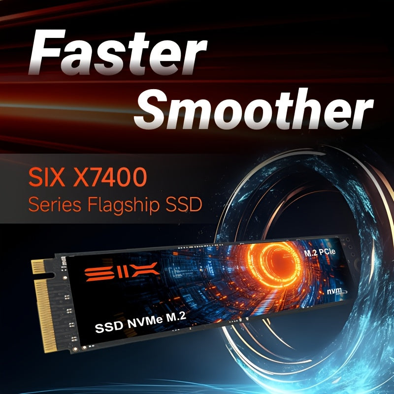 ستة محركات أقراص SSD NVMe M.2 2280 بسعة 1TB/2TB/4TB - PCIe 4.0، سرعة نقل بيانات عالية تصل إلى 7350MB/s، محرك ذو حالة صلبة داخلي للكمبيوتر الشخصي واللابتوب والألعاب | نقل بيانات فائق السرعة وأداء موثوق