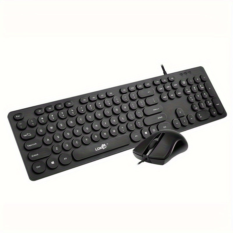 طقم لوحة مفاتيح وماوس بأزياء بانك لوحة مفاتيح بانك بأزرار مستديرة طقم لوحة مفاتيح وماوس سلكية لمكتب الموضة