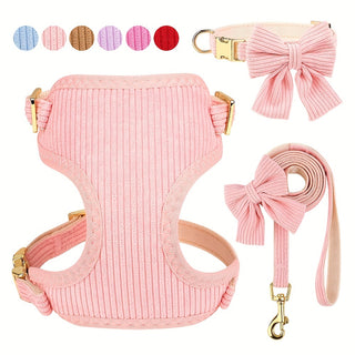 لينة تنفس طوق الكلب تسخير المقود طقم Bowknot سترة الحيوانات الأليفة يسخر قابل للتعديل أطواق الحيوانات الأليفة يؤدي للكلاب المتوسطة الصغيرة