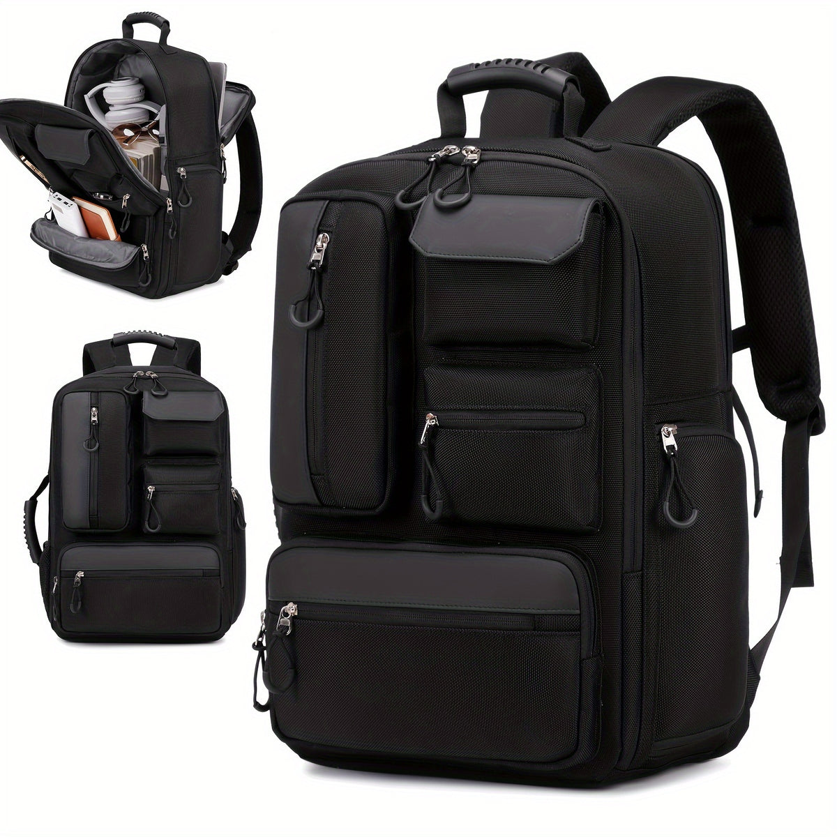 حقيبة ظهر للسفر مع مقصورة للأحذية، سعة كبيرة لحمل الأمتعة للرجال والنساء، حقيبة ظهر تجارية من البوليستر متعددة الجيوب مع إغلاق بسحاب لحمل الكمبيوتر المحمول بحجم 38.86 سم