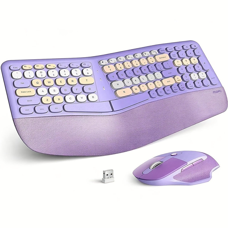 لوحة مفاتيح وفأرة لاسلكية مريحة 2.4G - مجموعة لوحة مفاتيح وفأرة متعددة الأجهزة للعمل على المكتب