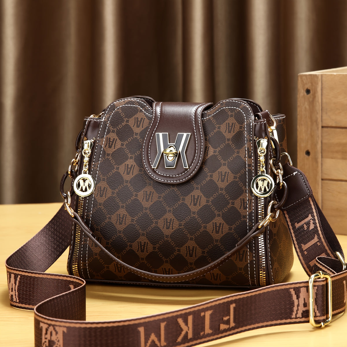 حقيبة يد نسائية عالية الجودة متعددة الاستخدامات بتصميم كلاسيكي مطبوع - حقيبة كروس بودي - هدية مثالية لعيد الشكر