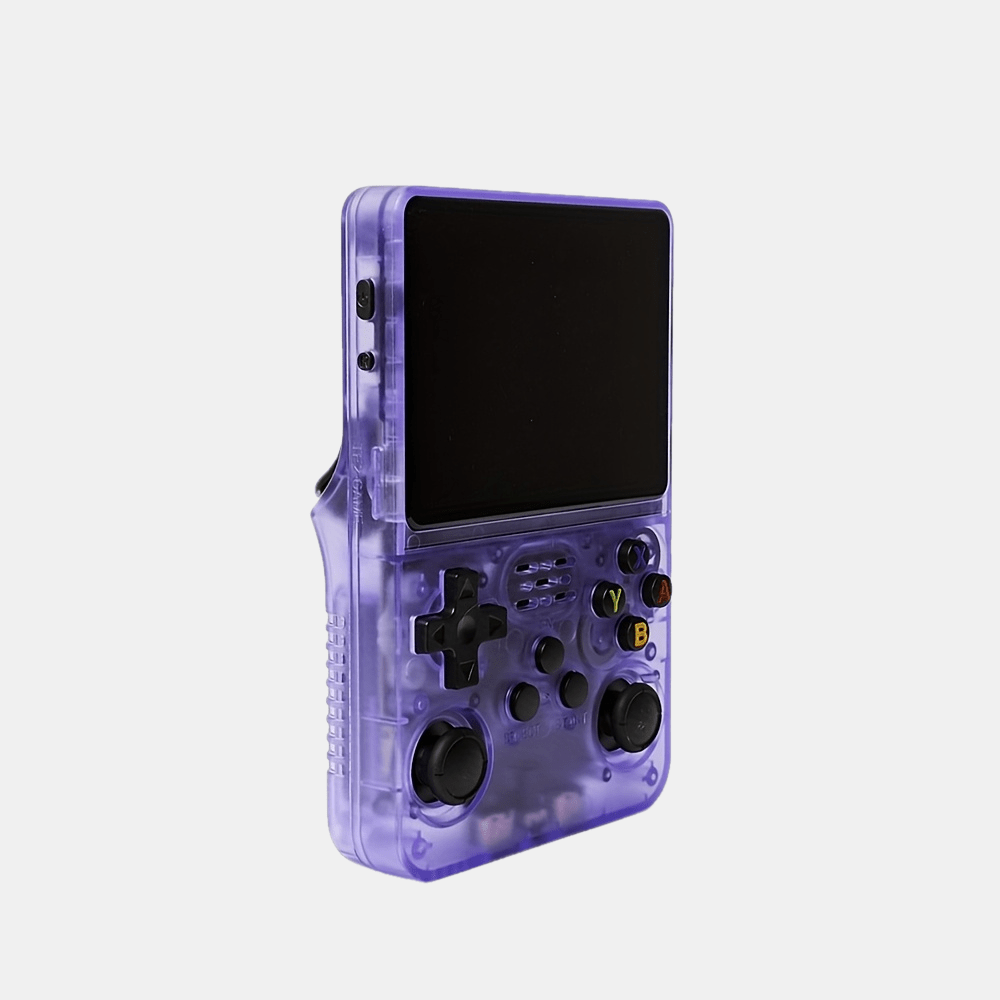 جهاز ألعاب محمول R36S مع عصيين مزدوجين وشاشة ملونة عالية الدقة - نظام ألعاب ريترو مفتوح المصدر قابل لإعادة الشحن عبر USB، 6 ألوان (أزرق، وردي، أصفر، أخضر، بنفسجي، أبيض) - هدية مثالية للعطلات للاعبين، ملحقات الألعاب، تصميم عصري حديث، غلاف بلاستيكي متين