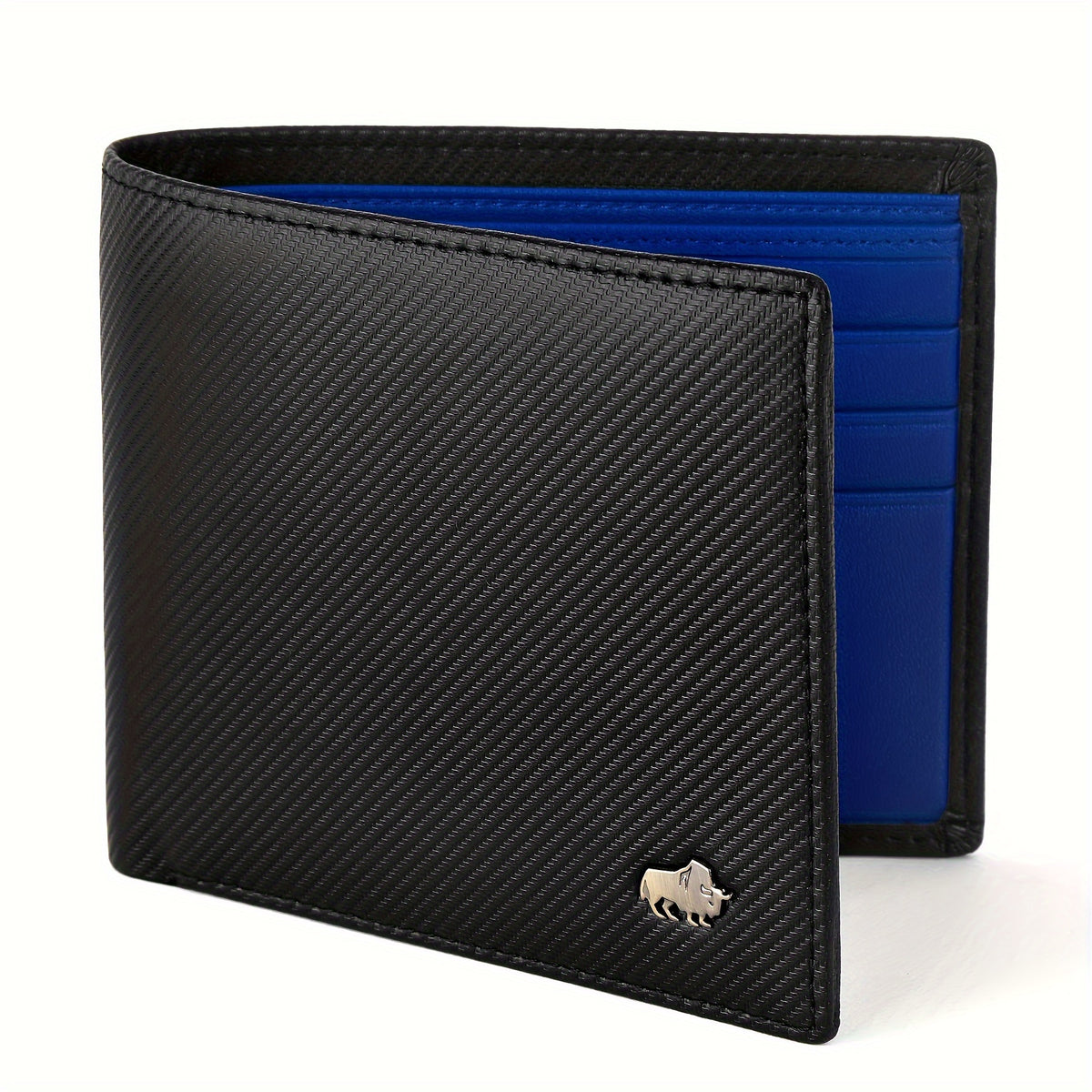 محفظة BISON DENIM من ألياف الكربون للرجال - تصميم أسود وأصفر ثنائي الصوت مع نافذة الهوية وجيب للعملات المعدنية وخزان بسحاب - محفظة أعمال أنيقة للاستخدام اليومي، محفظة يومية | محفظة حديثة | محفظة من ألياف الكربون