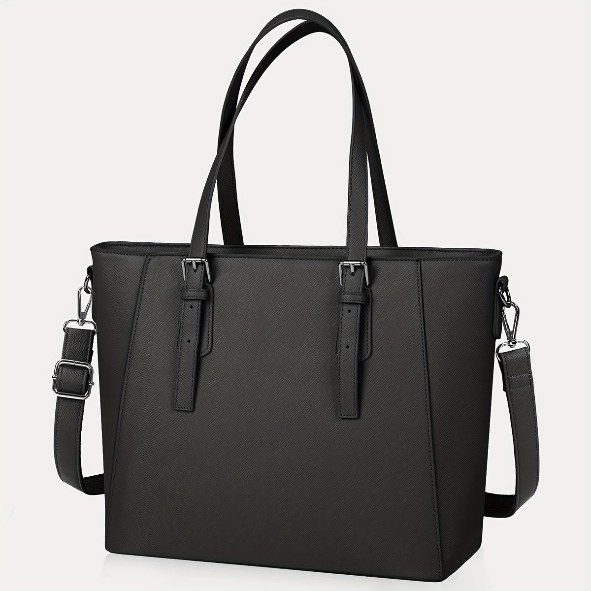 حقيبة توت أنيقة سوداء من NUBILY للنساء - سعة كبيرة، حقيبة يد أعمال مع حزام كتف قابل للتعديل، خفيفة الوزن للعمل والمقابلات، تشطيب ناعم، إغلاق بسحاب، حقيبة يد للعمل | حقيبة بأسلوب احترافي | إغلاق سحاب آمن