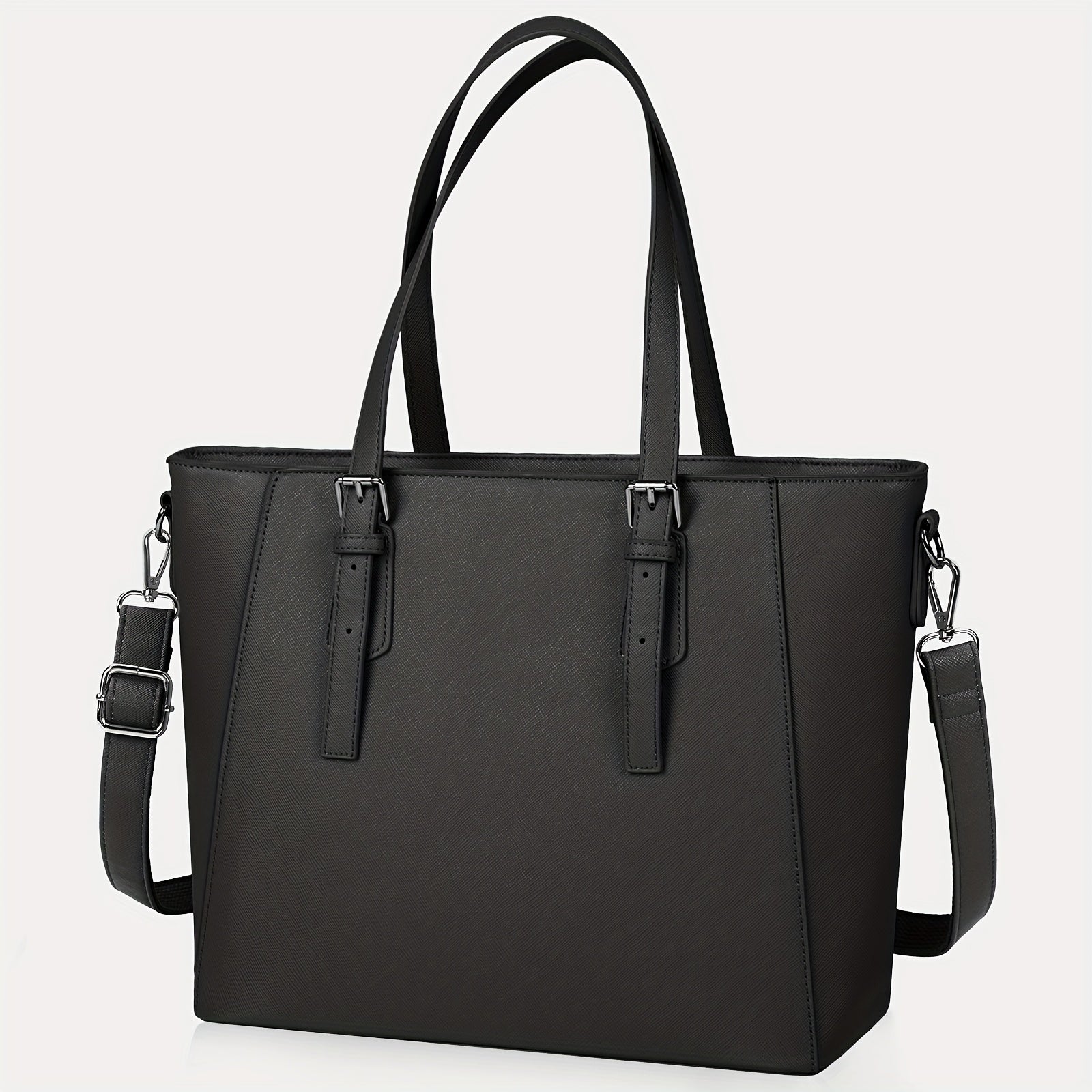 حقيبة توت أنيقة سوداء من NUBILY للنساء - سعة كبيرة، حقيبة يد أعمال مع حزام كتف قابل للتعديل، خفيفة الوزن للعمل والمقابلات، تشطيب ناعم، إغلاق بسحاب، حقيبة يد للعمل | حقيبة بأسلوب احترافي | إغلاق سحاب آمن