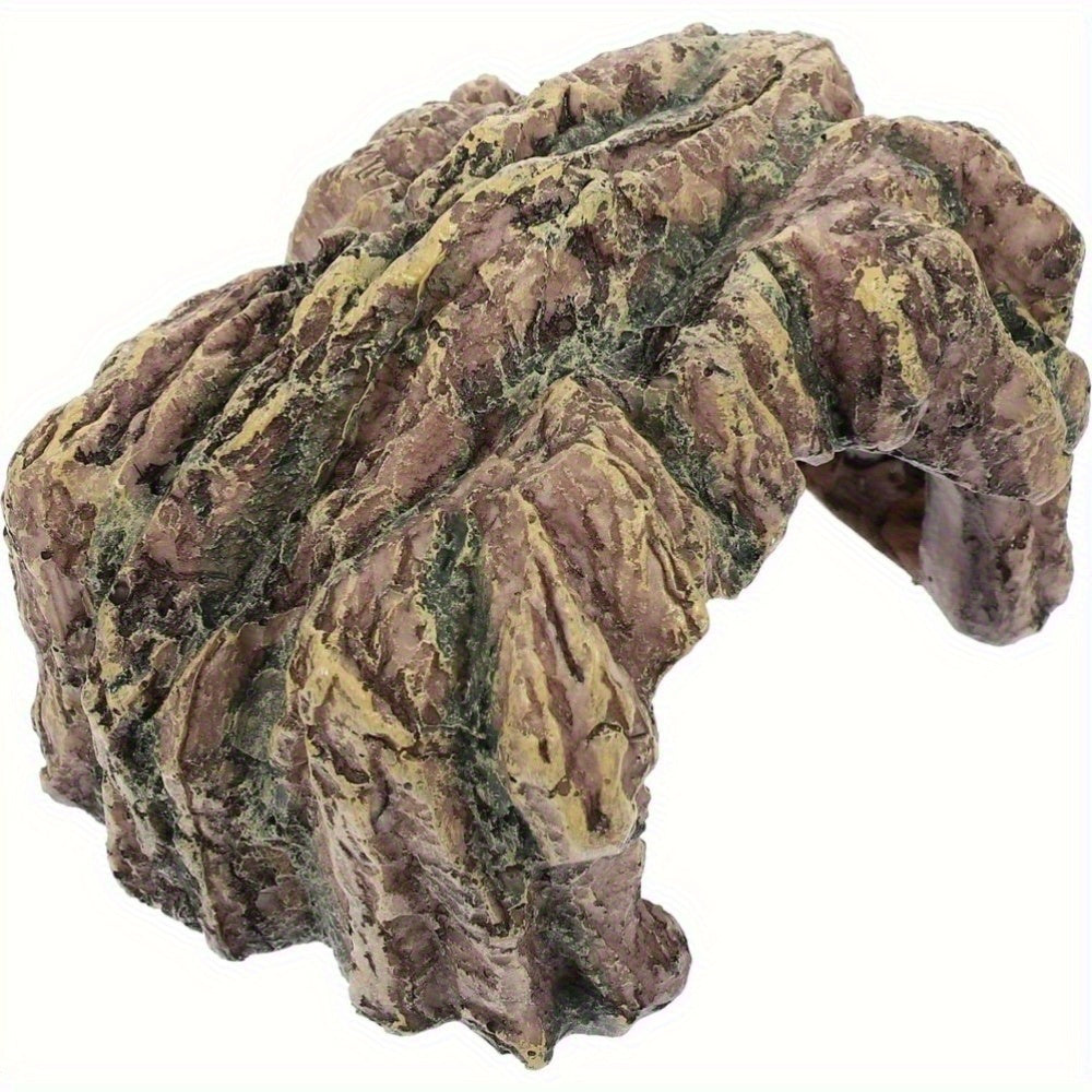 مأوى سلحفاة واقعي - كهف أريكة من الراتنج مع نباتات محيطية مزخرفة، وعيدلة عائمة ومنصة استحمام للسلحفاة والظفاري والأسماك - مادة ABS متينة، بيئة مائية واقعية، زينة حوض السمك، تصميم واقعي، نسيج تفصيلي