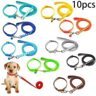 10 قطع، أطواق وأحزمة صغيرة للكلاب، قلائد الحيوانات الأليفة، مقاس قابل للتعديل