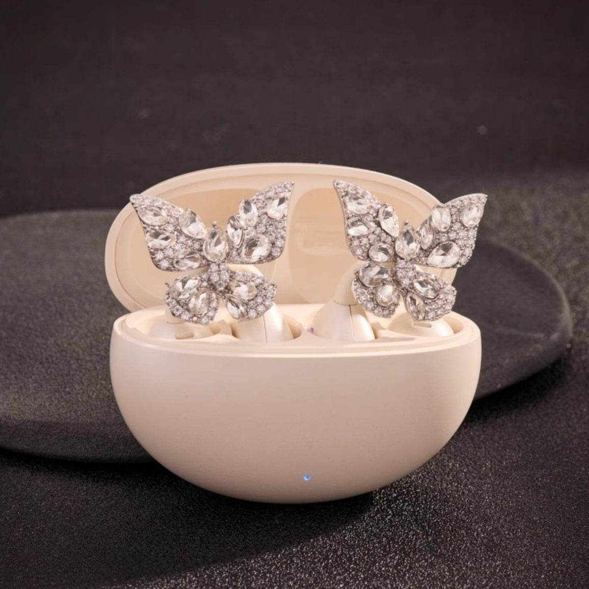 مشبك سماعة أذن بفراشة لامعة واحدة مع حجر الراين الصناعي الكبير، إكسسوارات السماعات، إكسسوارات قابلة للفصل DIY