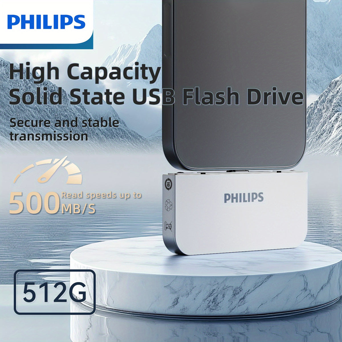 فلاش درايف فيليبس عالي السرعة - 512 جيجابايت / 1 تيرابايت - توصيل وتشغيل، محمول وموثوق