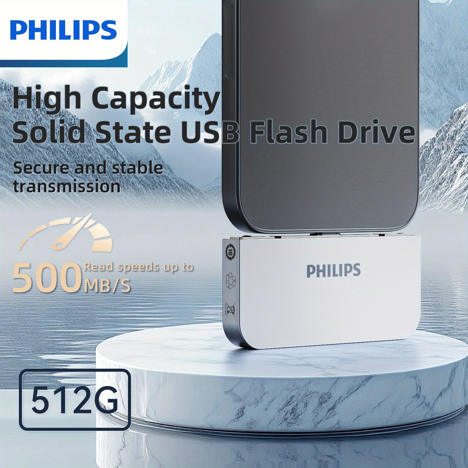 فلاش درايف فيليبس عالي السرعة - 512 جيجابايت / 1 تيرابايت - توصيل وتشغيل، محمول وموثوق