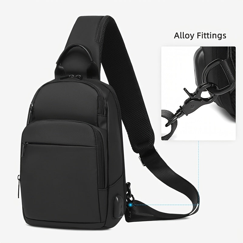 1 قطعة حقيبة كتف رجالية عصرية، حقيبة كتف متعددة الوظائف من قماش أكسفورد