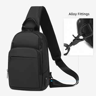 1 قطعة حقيبة كتف رجالية عصرية، حقيبة كتف متعددة الوظائف من قماش أكسفورد