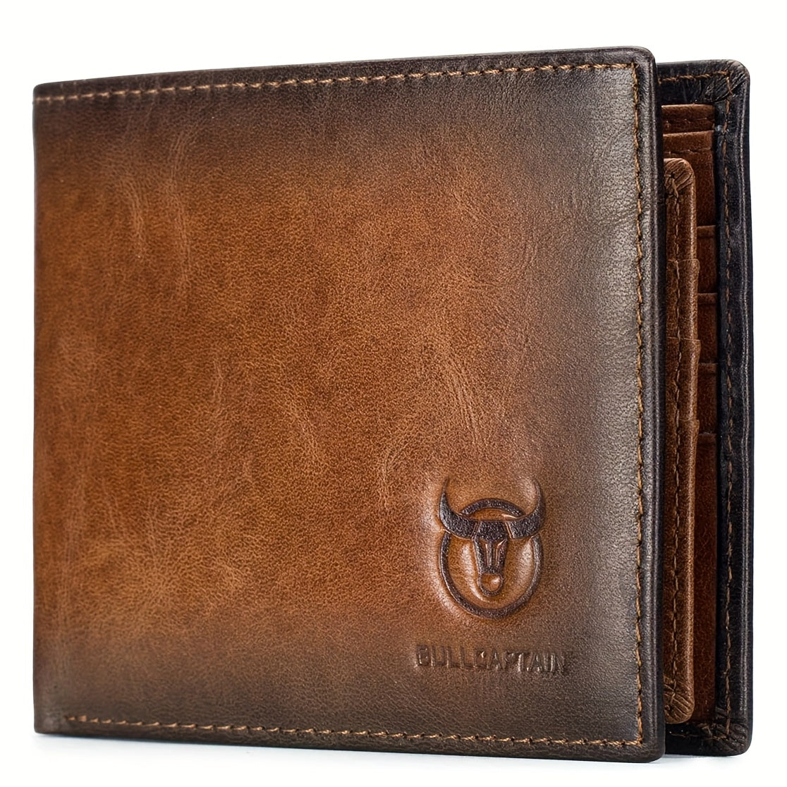 محفظة رجالية من الجلد الطبيعي مع حماية RFID، محفظة مزدوجة من جلد البقر، محفظة ريترو ذات سعة كبيرة، حقيبة نقود مع 14 فتحة لبطاقات الائتمان + 2 جيوب للنقود + 1 نافذة للهوية، أفضل هدية لعيد الحب للرجال، عيد الأب، الهالوين