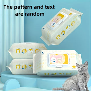 1 حزمة / 5 حزم من مناديل تنظيف الحيوانات الأليفة للقطط والكلاب 80 قطعة لتنظيف علامات الدموع وتنظيف أجزاء الجسم. مناديل رطبة لتنظيف العرق بدون غسيل.