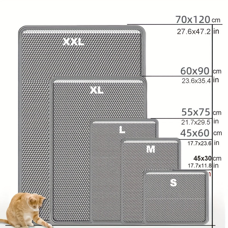 حصيرة فضلات القطط ذات طبقتين بحجم كبير جدًا - مادة EVA، تصميم مضاد للتناثر ومقاوم للتسرب، مثالية لصناديق الفضلات الداخلية