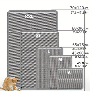 حصيرة فضلات القطط ذات طبقتين بحجم كبير جدًا - مادة EVA، تصميم مضاد للتناثر ومقاوم للتسرب، مثالية لصناديق الفضلات الداخلية