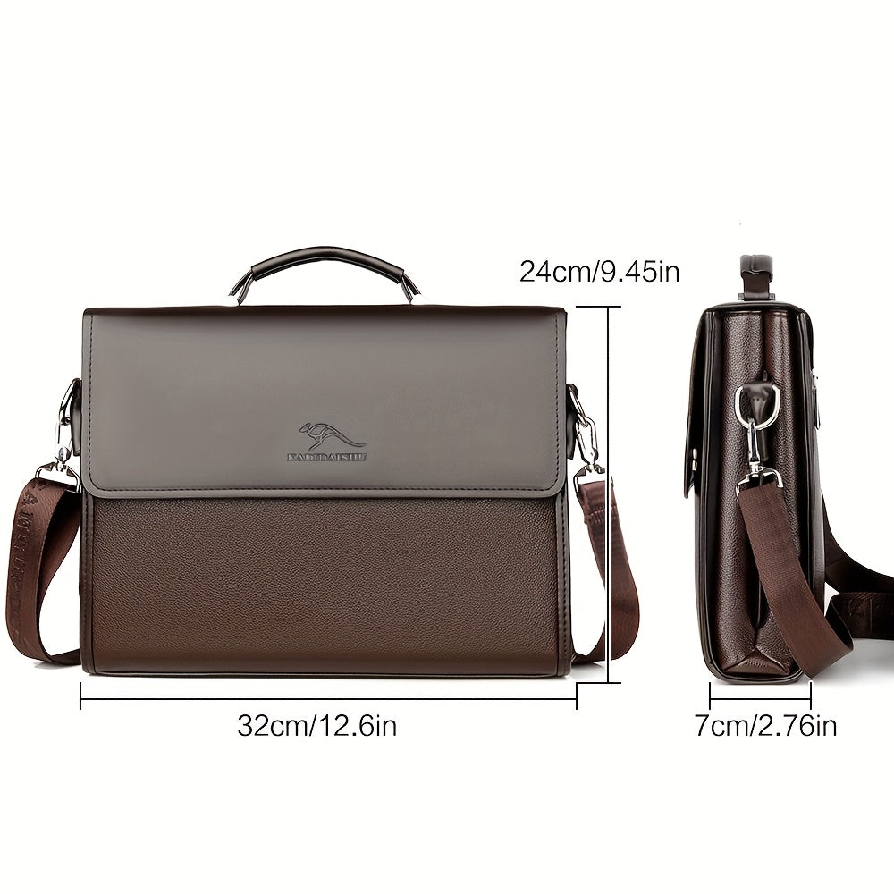 حقيبة الأعمال السوداء للرجال - حزام كتف قابل للتعديل، عدة جيوب، تصميم أنيق للاستخدام اليومي والعملي