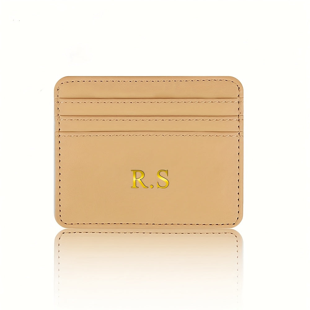 حامل بطاقة هوية من الجلد الصناعي المطلوب بنقشة شخصية، محفظة صغيرة بأسلوب عارض للنساء والرجال، أصلوب شخصية، شعار مزيج، مبطن بالبوليستر، بدون إغلاق - فكرة هدية