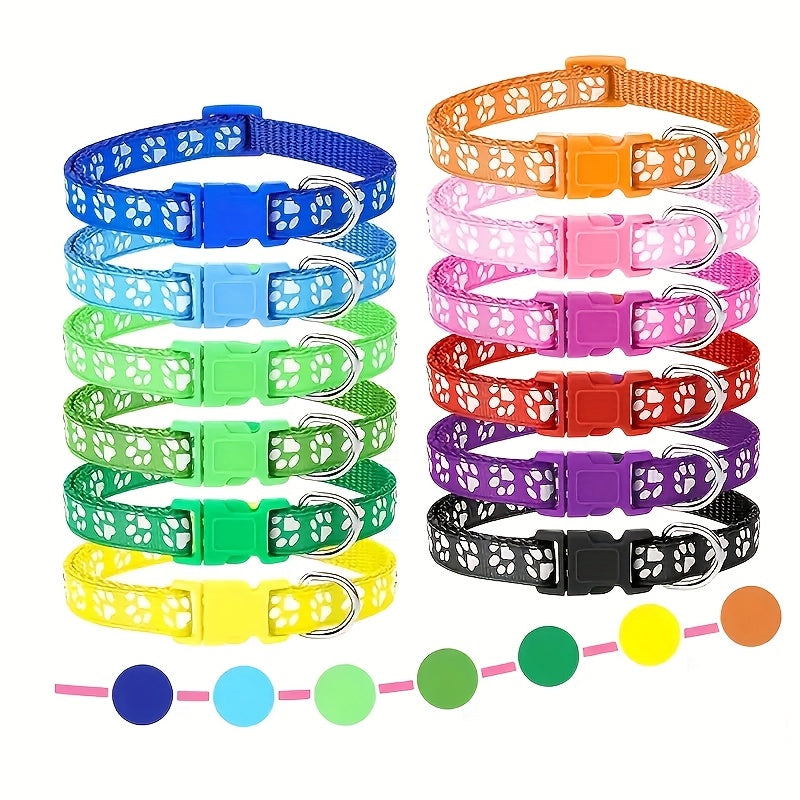 12 قطعة/المجموعة عقب الكلب الكرتون طباعة حزام الحيوانات الأليفة، سلك الكلب قابل للتعديل، حزام القط النايلون الناعم، مناسب للرياضات الخارجية، المشي والتدريب، بدون بطارية