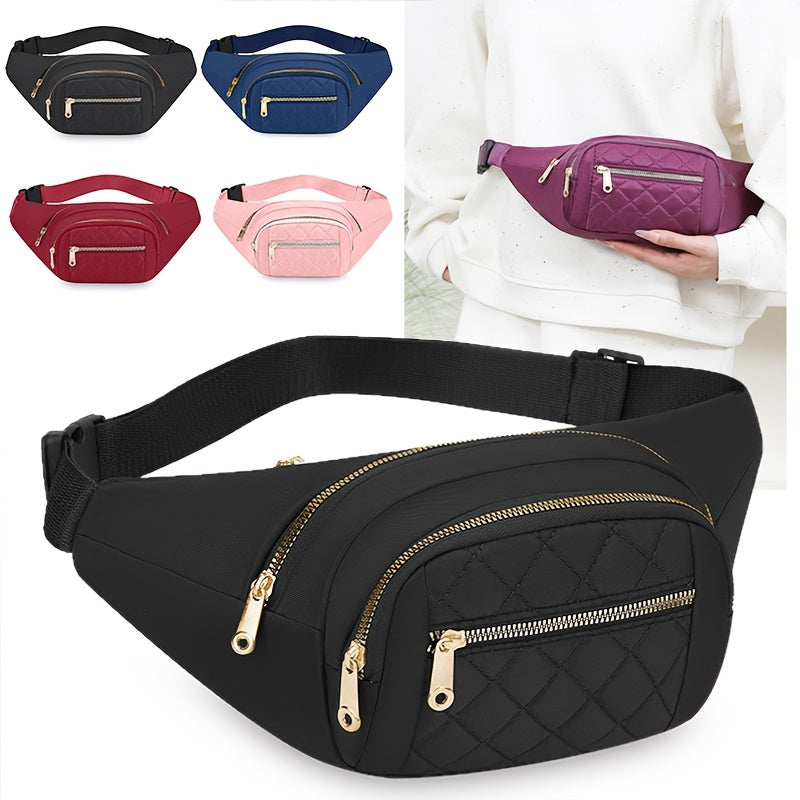 حقيبة خصر قابلة للتعديل للجنسين - سعة كبيرة متعددة الأقسام مع نسيج مبطن، معدات ذهبية اللون وسحاب إغلاق، نسيج متين للسفر والتنقل والجامعة - هدية مثالية للطلاب والبالغين، حقيبة ظهر للسفر، إكسسوار التنقل، تصميم نسيج مبطن، إغلاق سحاب آمن